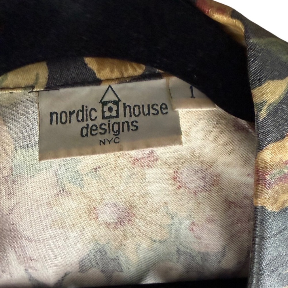 Vintage Nordic House Designs NYC Floral Print Long Coat Jacket Outerwear Size L - Picture 2 of 8